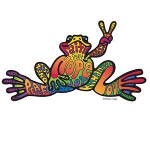 Peace Frogs Hope Frog Sticker ~ Made of Durable Vinyl ~ 6" x 3" ~ Brand New!